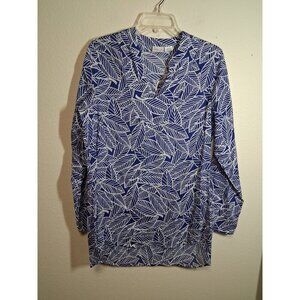 All For Color Mini Dress Swim Coverup Tropical Print Boho Blue Size Medium